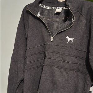 PINK Victoria's Secret Dark Gray  Zip-Up Sweater